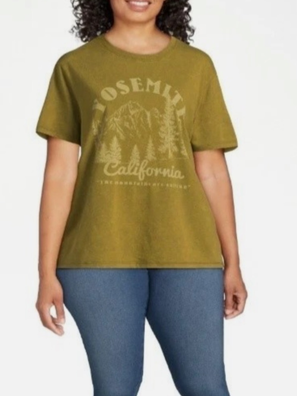 Time and Tru Olive Green Yosemite California Graphic Short Sleeve Tee XXXL/22